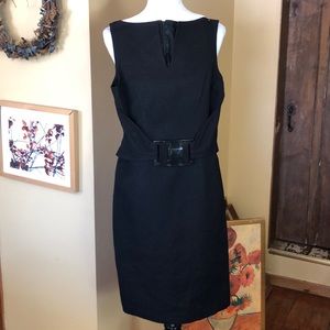 DAVID MEISTER Size 4 Belted Textured Honeycomb Tank LBD Cocktail Sexy Career